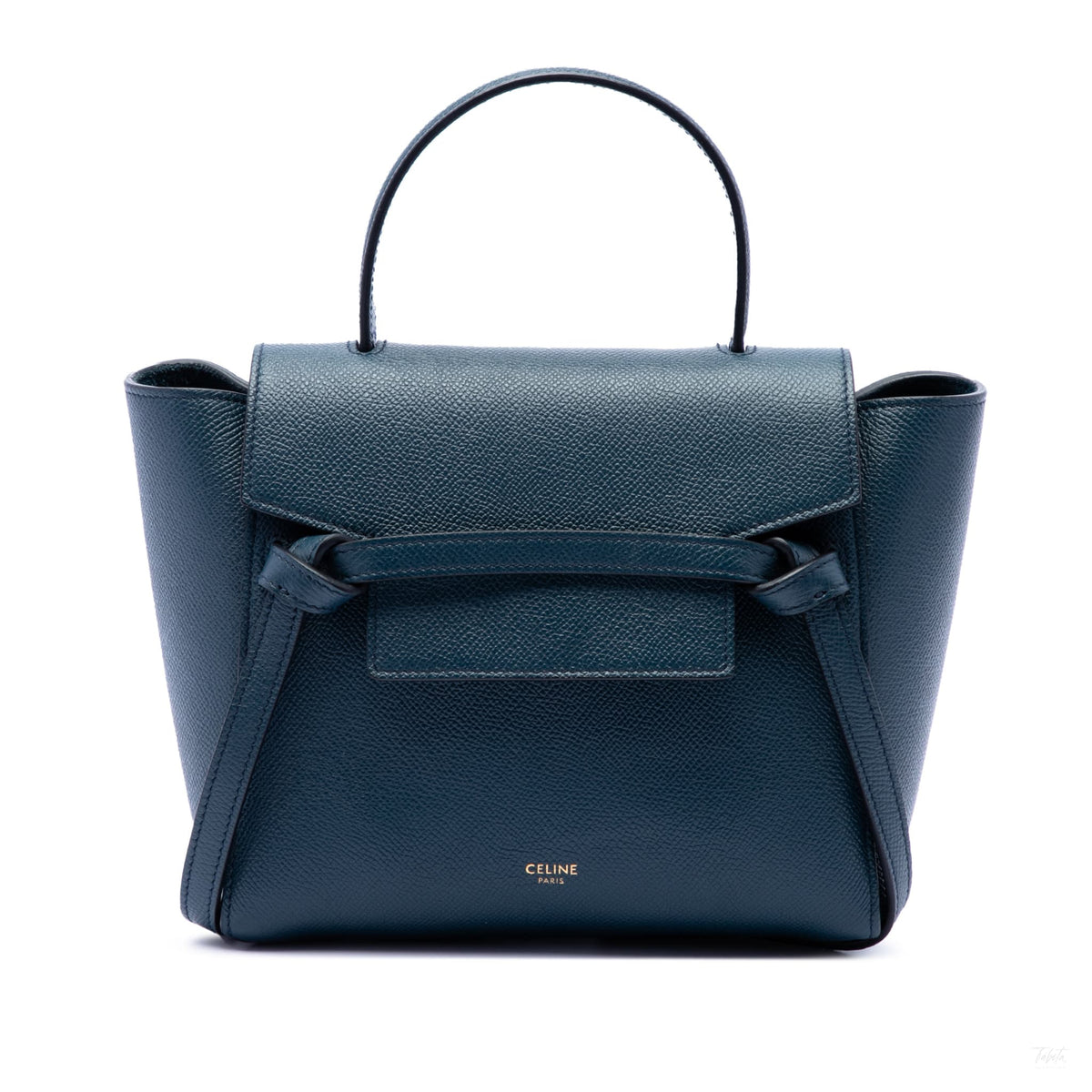 Second hand Céline Belt Bag Nano Grained Calfskin Leather Tote Handbag Blue - Tabita Bags