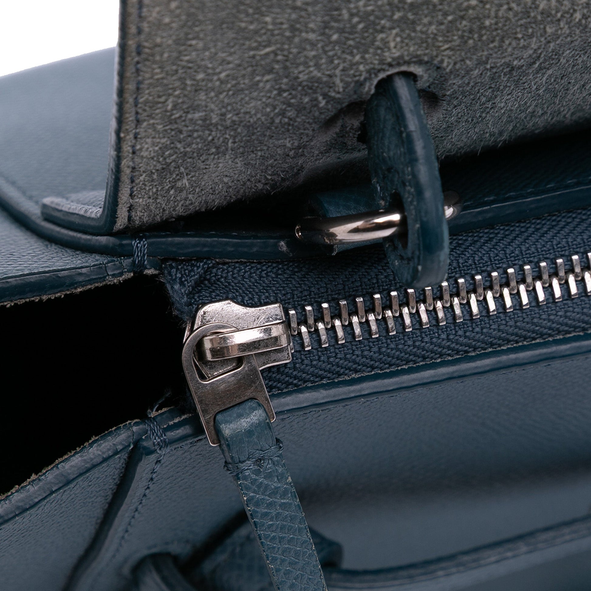 Second hand Céline Belt Bag Nano Grained Calfskin Leather Tote Handbag Blue - Tabita Bags