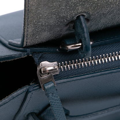 Second hand Céline Belt Bag Nano Grained Calfskin Leather Tote Handbag Blue - Tabita Bags