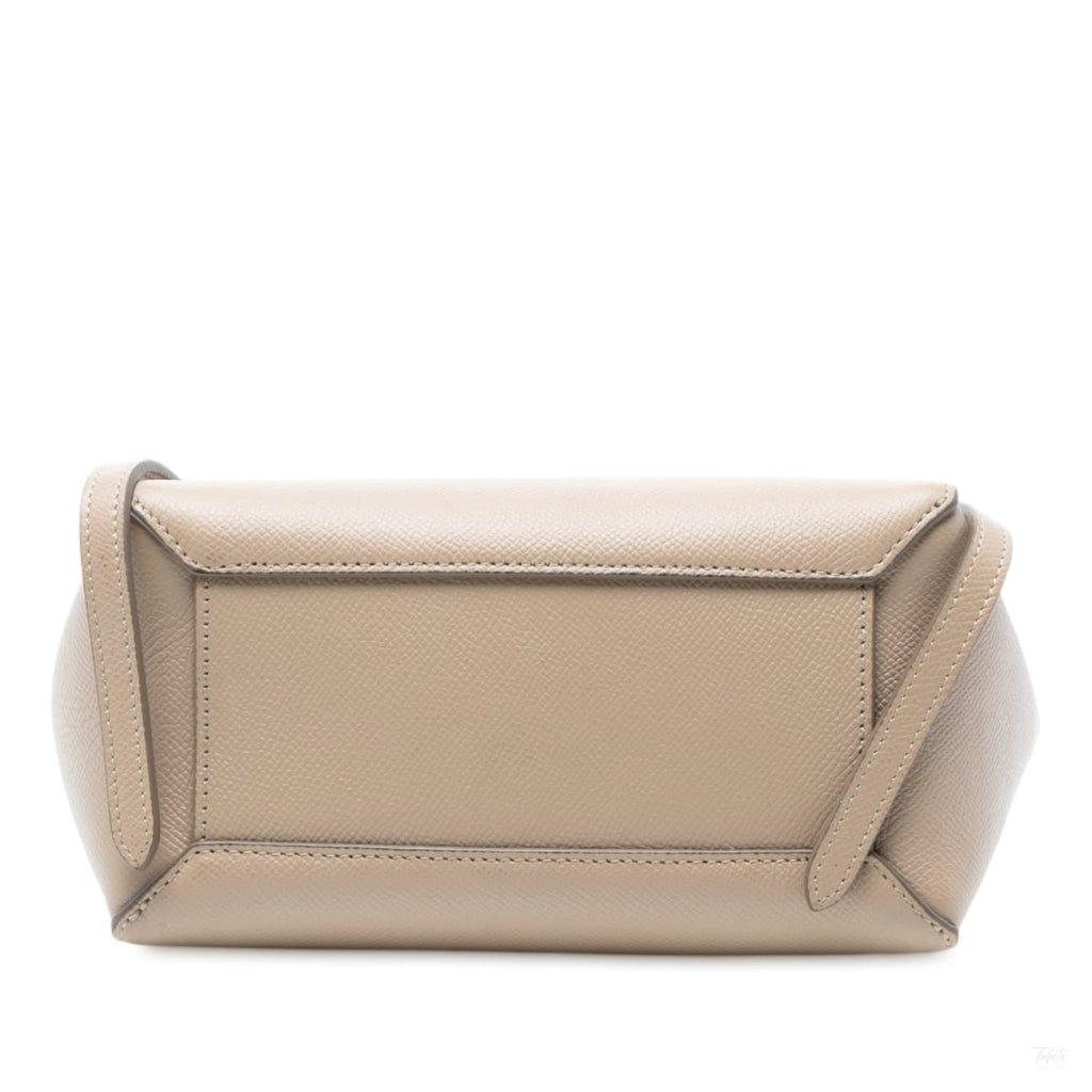 Second hand Céline Belt Bag Nano Grained Calfskin Leather Tote Handbag Brown - Tabita Bags