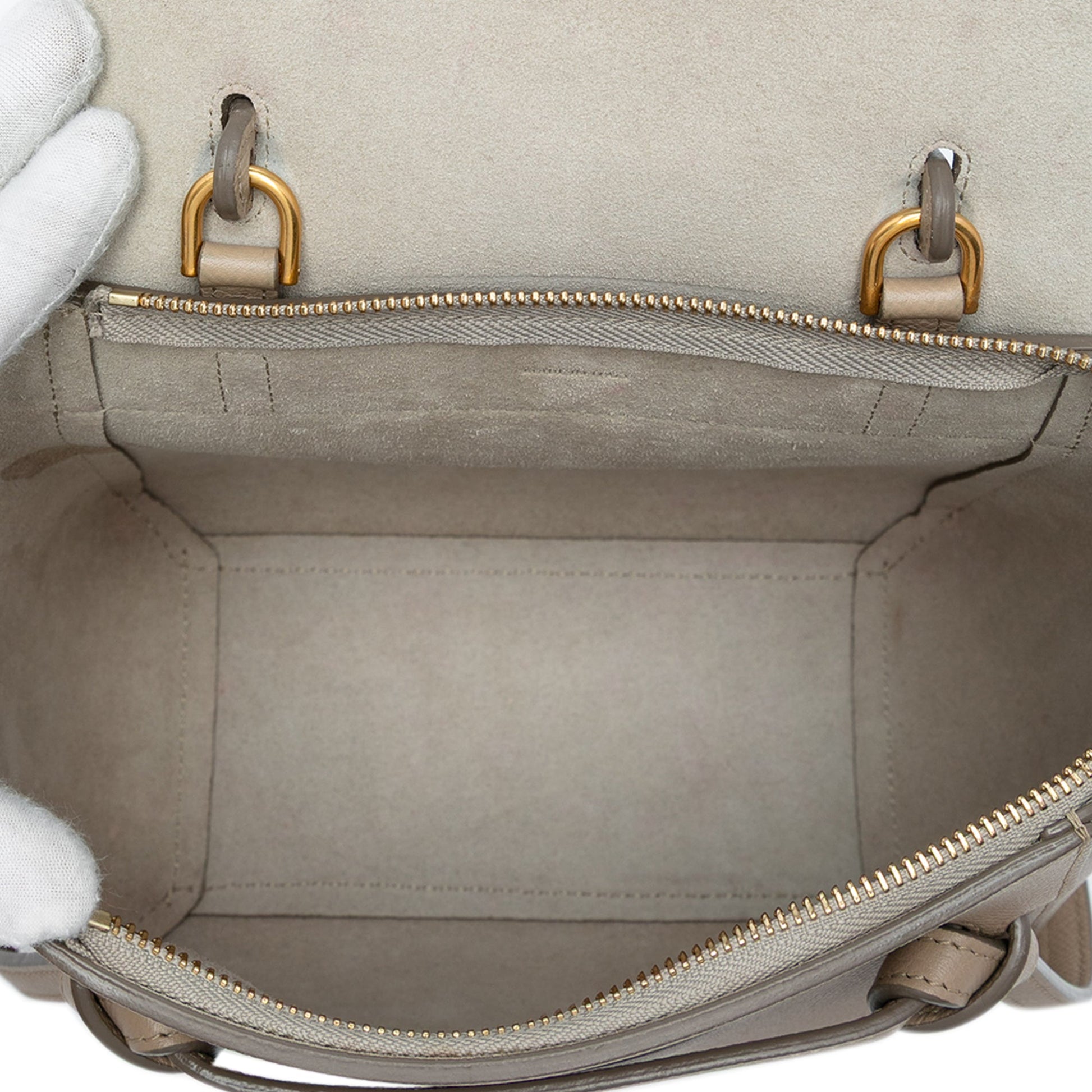 Second hand Céline Belt Bag Nano Grained Calfskin Leather Tote Handbag Brown - Tabita Bags