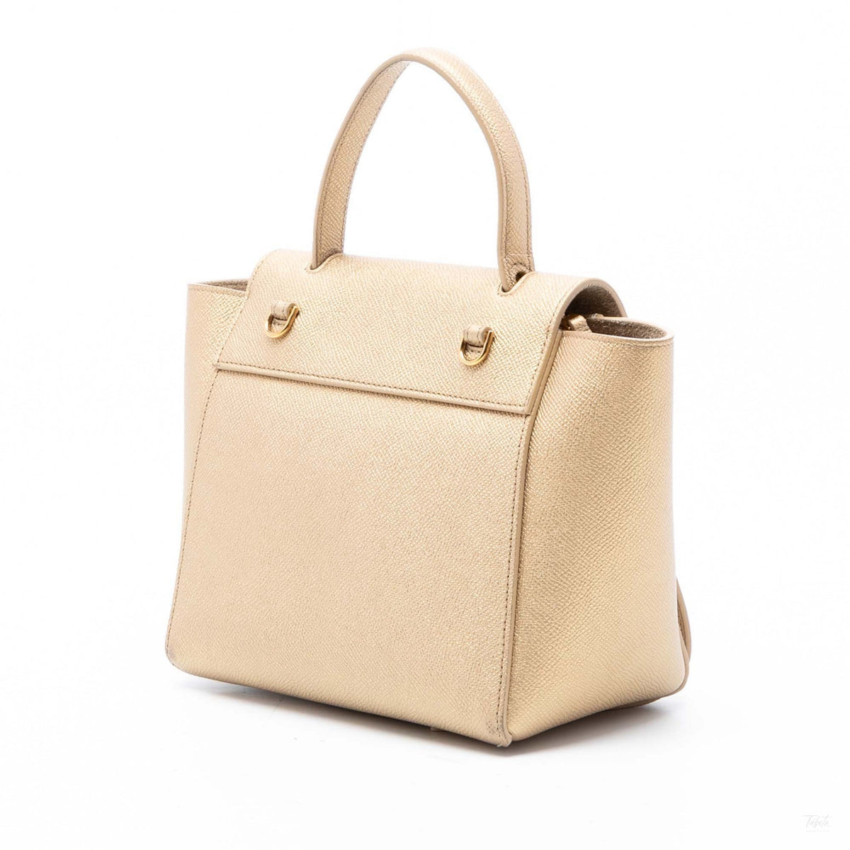 Second hand Céline Belt Bag Nano Grained Calfskin Leather Tote Handbag Gold - Tabita Bags