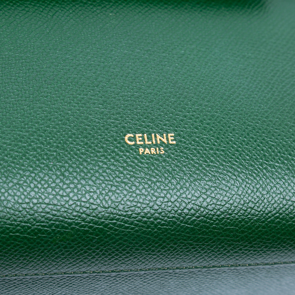Second hand Céline Belt Bag Nano Grained Calfskin Leather Tote Handbag Green - Tabita Bags