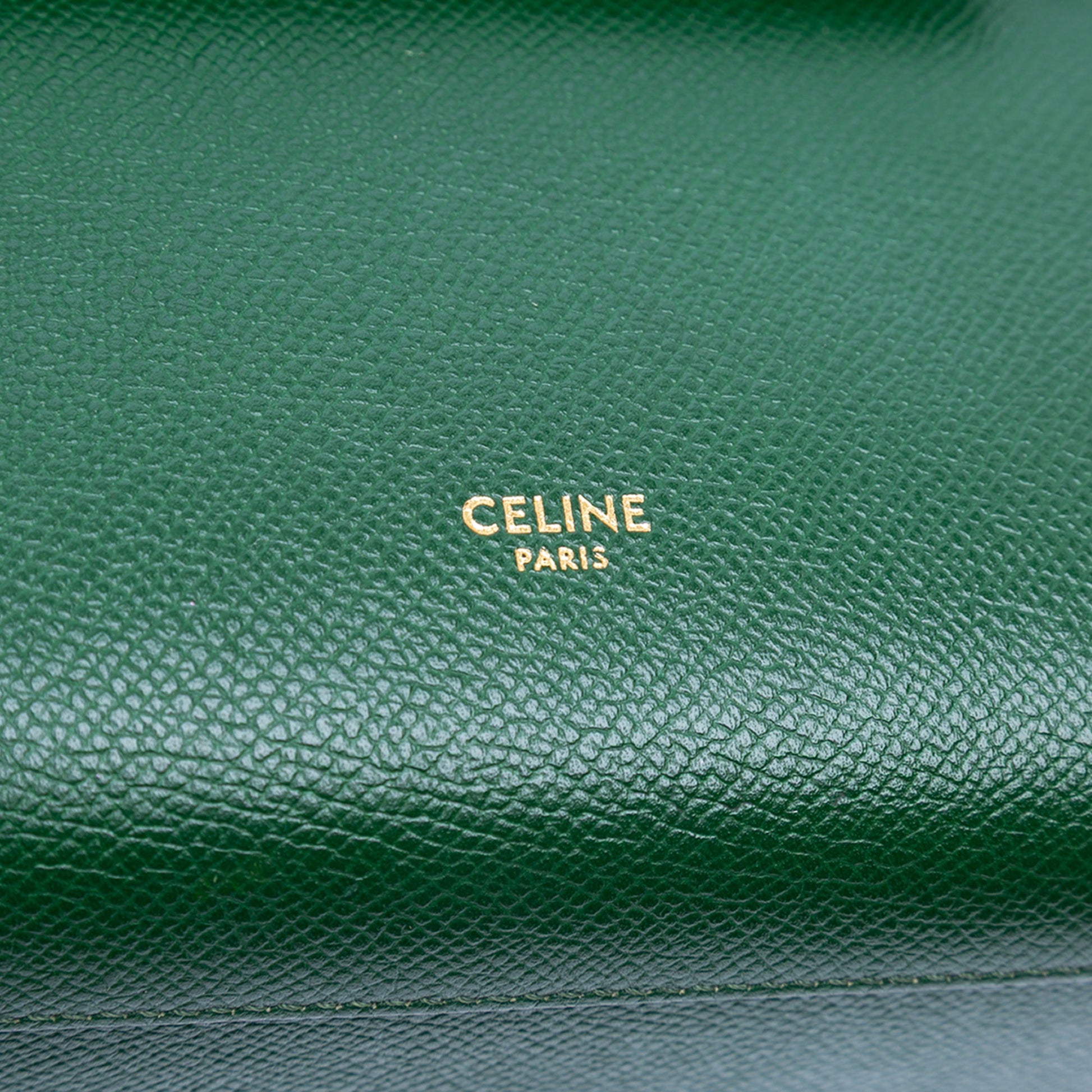Second hand Céline Belt Bag Nano Grained Calfskin Leather Tote Handbag Green - Tabita Bags