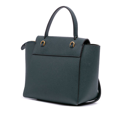 Second hand Céline Belt Bag Nano Grained Calfskin Leather Tote Handbag Green - Tabita Bags