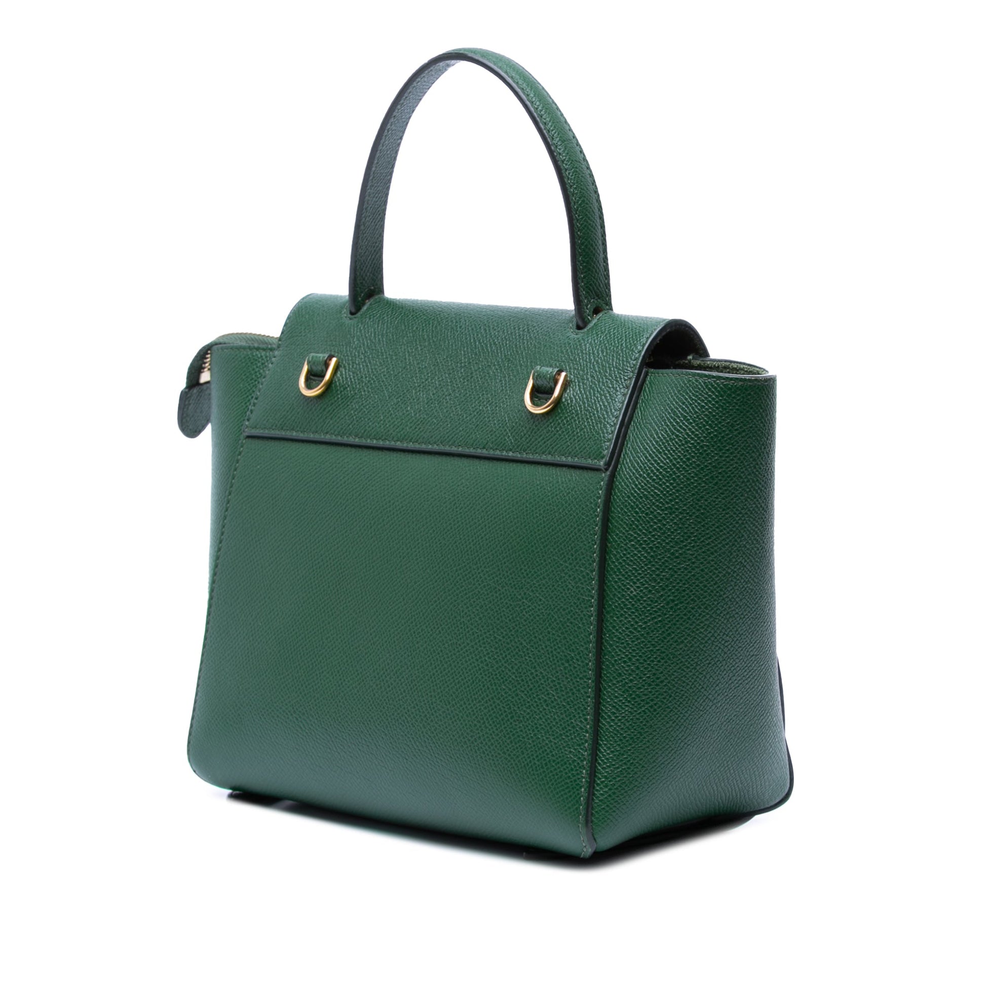 Second hand Céline Belt Bag Nano Grained Calfskin Leather Tote Handbag Green - Tabita Bags