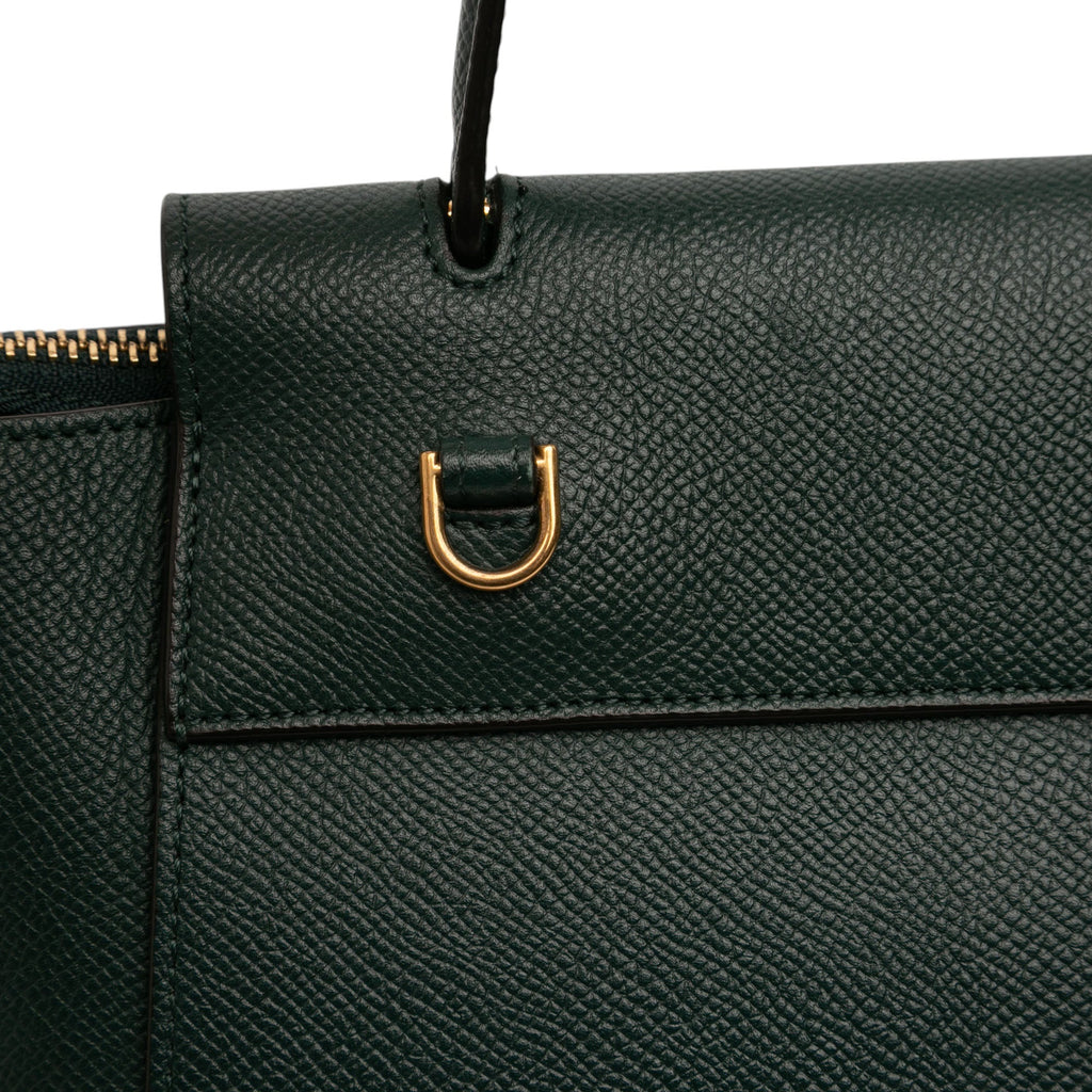 Second hand Céline Belt Bag Nano Grained Calfskin Leather Tote Handbag Green - Tabita Bags