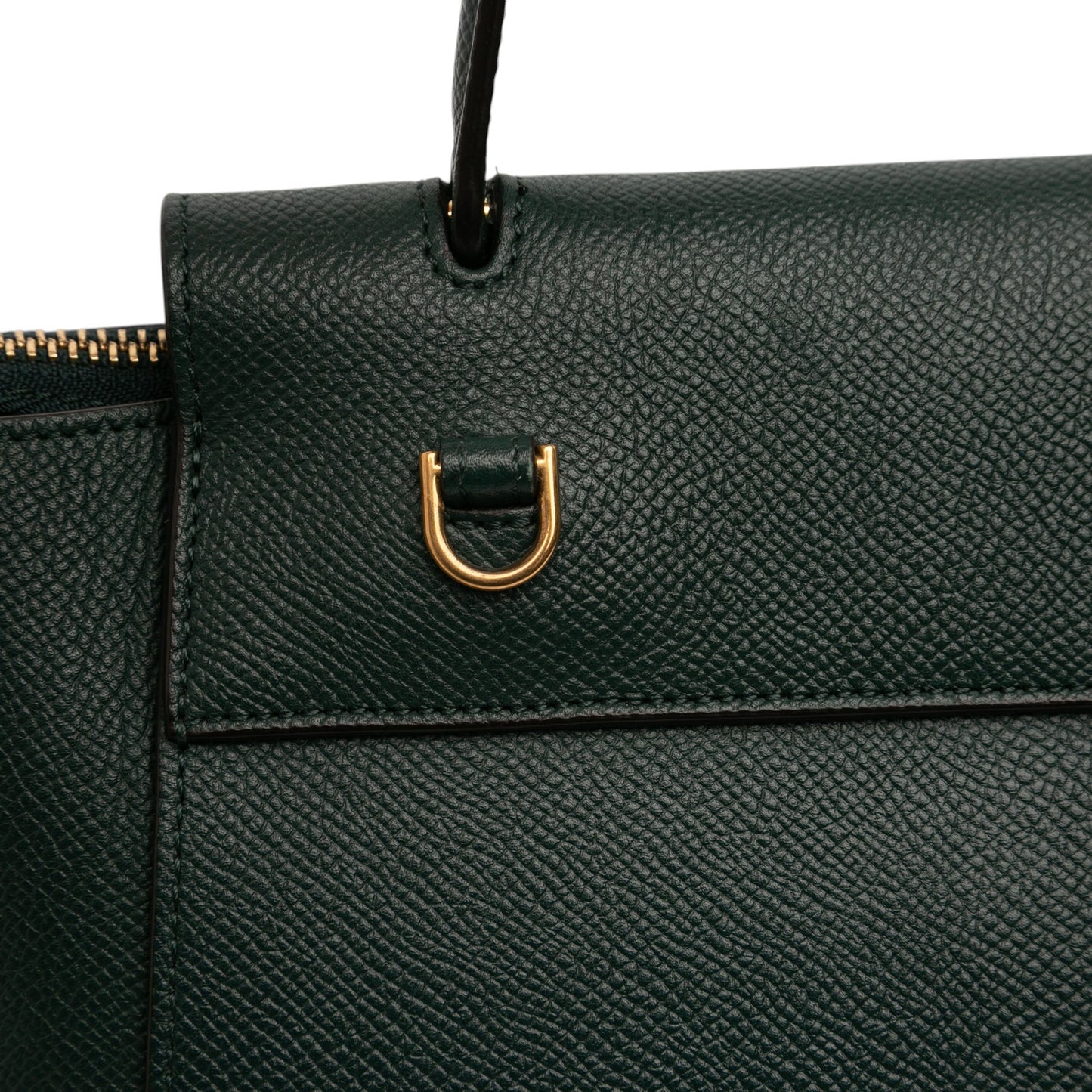 Second hand Céline Belt Bag Nano Grained Calfskin Leather Tote Handbag Green - Tabita Bags