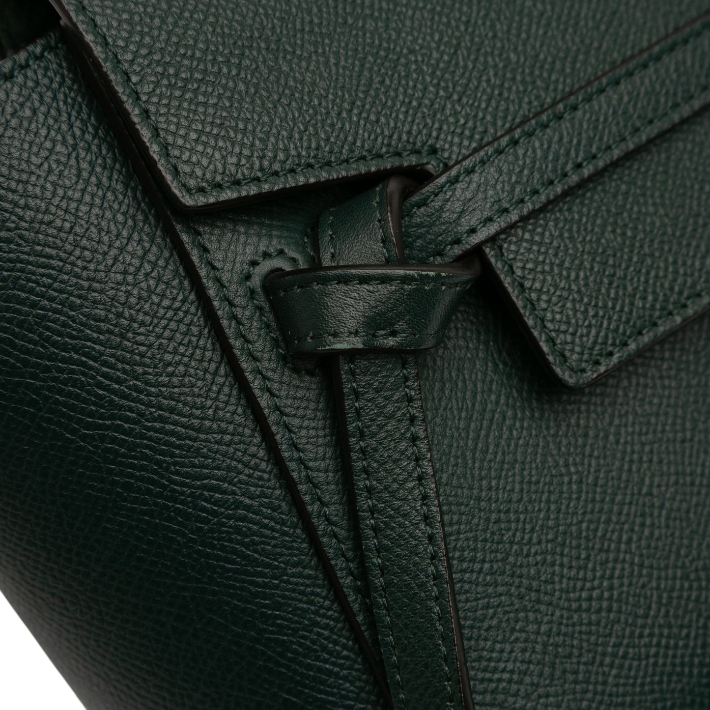 Second hand Céline Belt Bag Nano Grained Calfskin Leather Tote Handbag Green - Tabita Bags