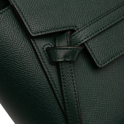 Second hand Céline Belt Bag Nano Grained Calfskin Leather Tote Handbag Green - Tabita Bags