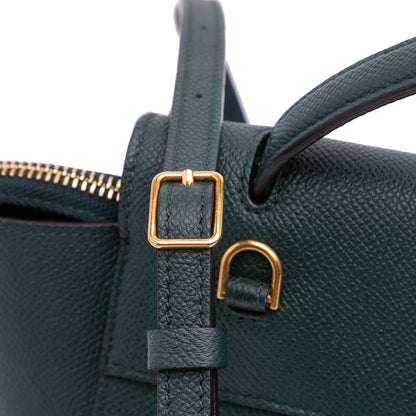 Second hand Céline Belt Bag Nano Grained Calfskin Leather Tote Handbag Green - Tabita Bags