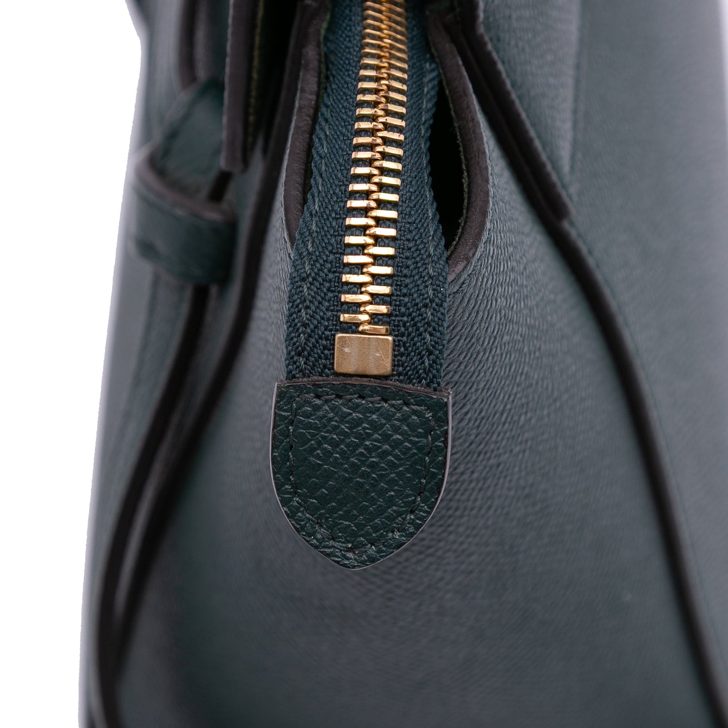 Second hand Céline Belt Bag Nano Grained Calfskin Leather Tote Handbag Green - Tabita Bags