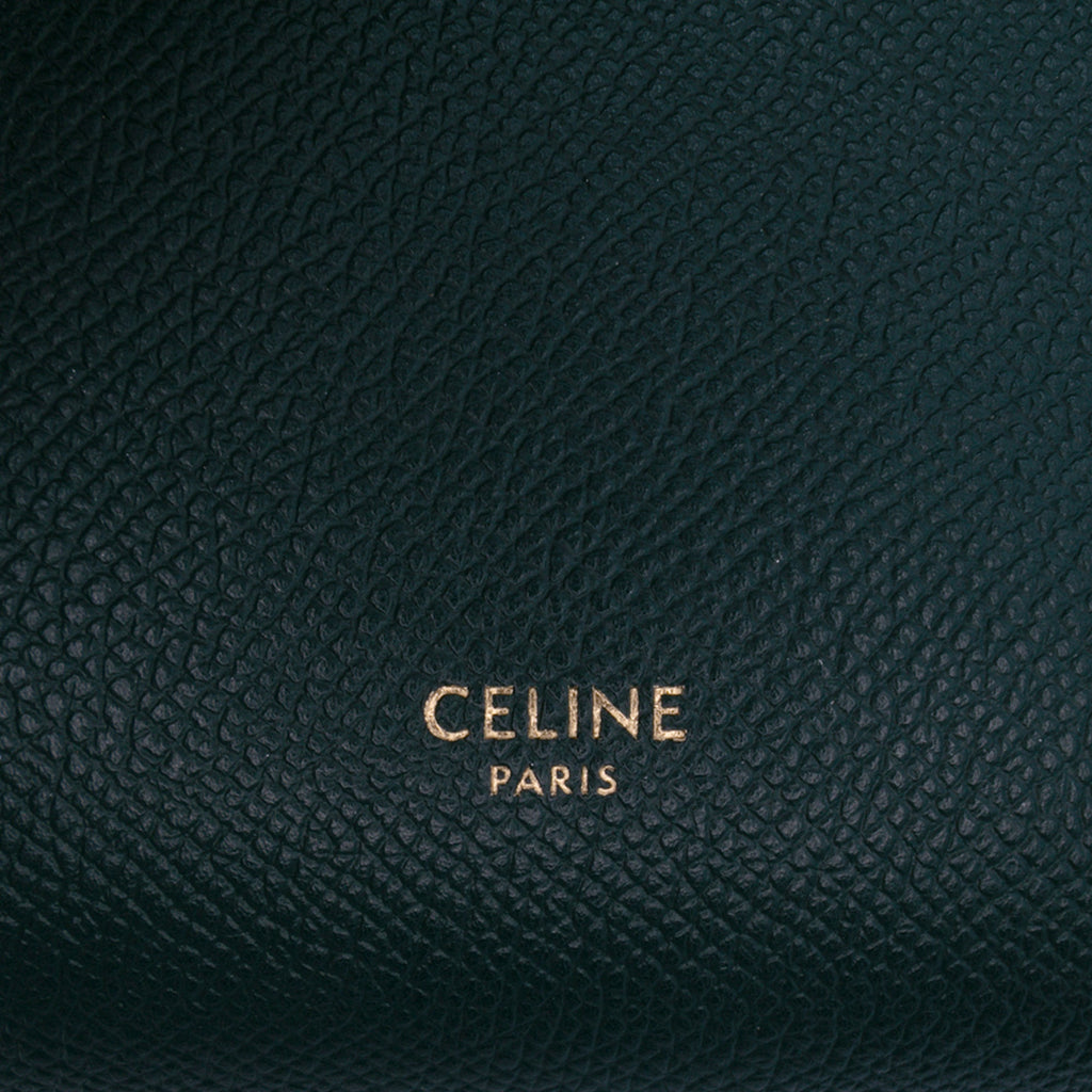 Second hand Céline Belt Bag Nano Grained Calfskin Leather Tote Handbag Green - Tabita Bags