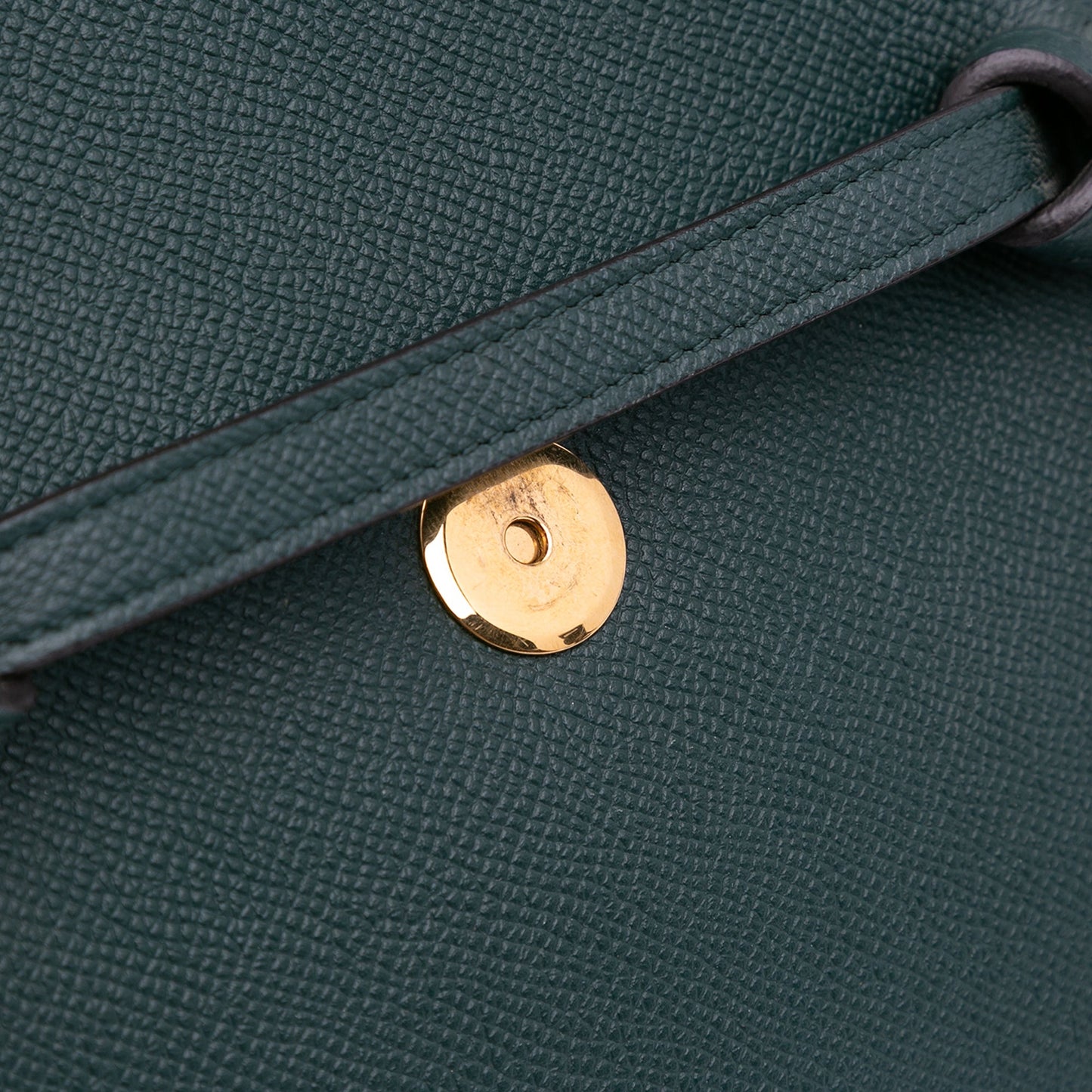 Second hand Céline Belt Bag Nano Grained Calfskin Leather Tote Handbag Green - Tabita Bags