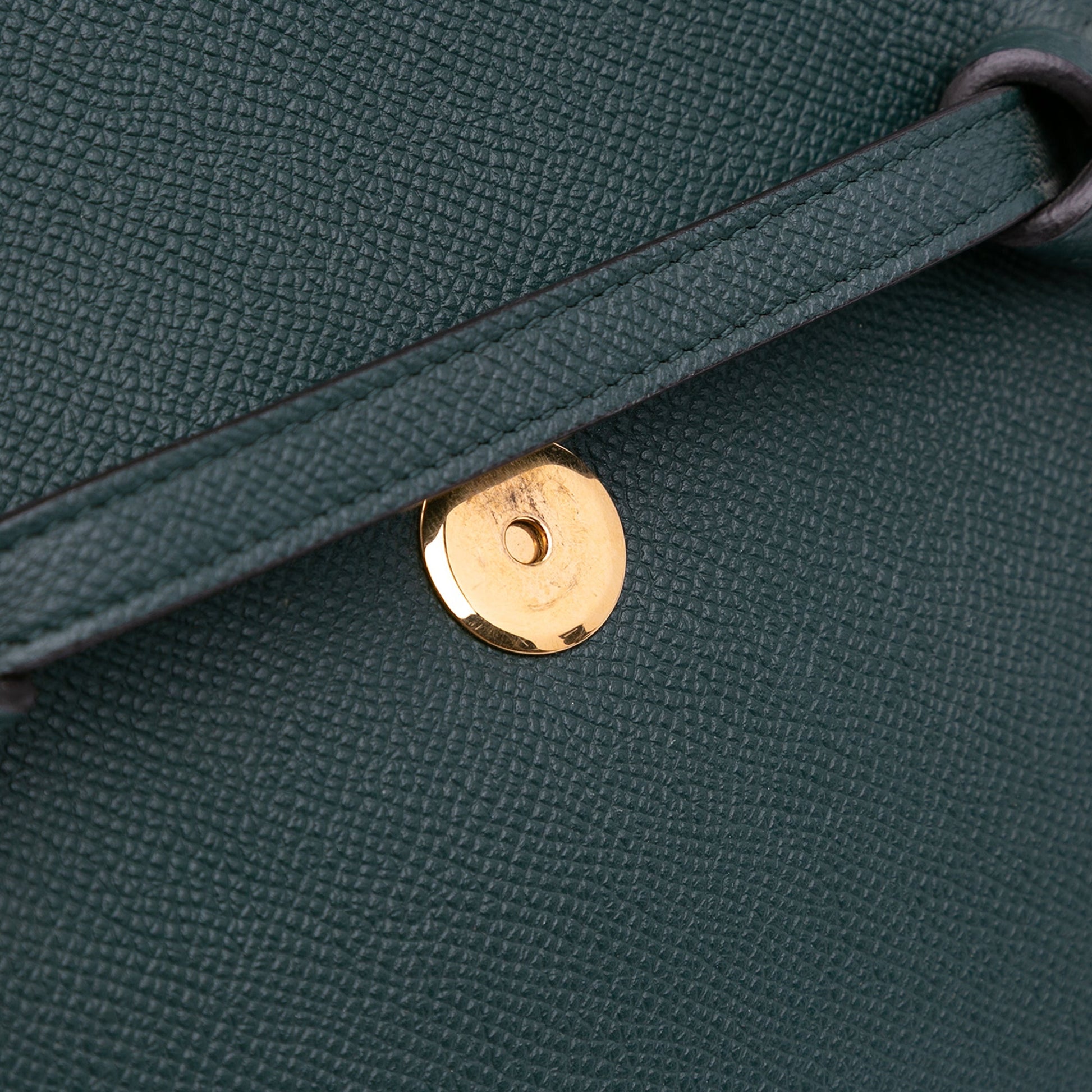 Second hand Céline Belt Bag Nano Grained Calfskin Leather Tote Handbag Green - Tabita Bags