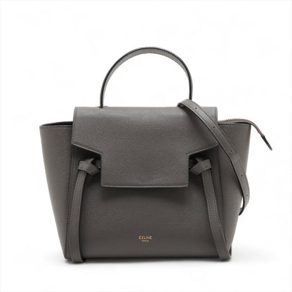 Second hand Céline Belt Bag Nano Grained Calfskin Leather Tote Handbag Grey - Tabita Bags