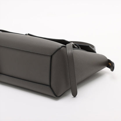 Second hand Céline Belt Bag Nano Grained Calfskin Leather Tote Handbag Grey - Tabita Bags