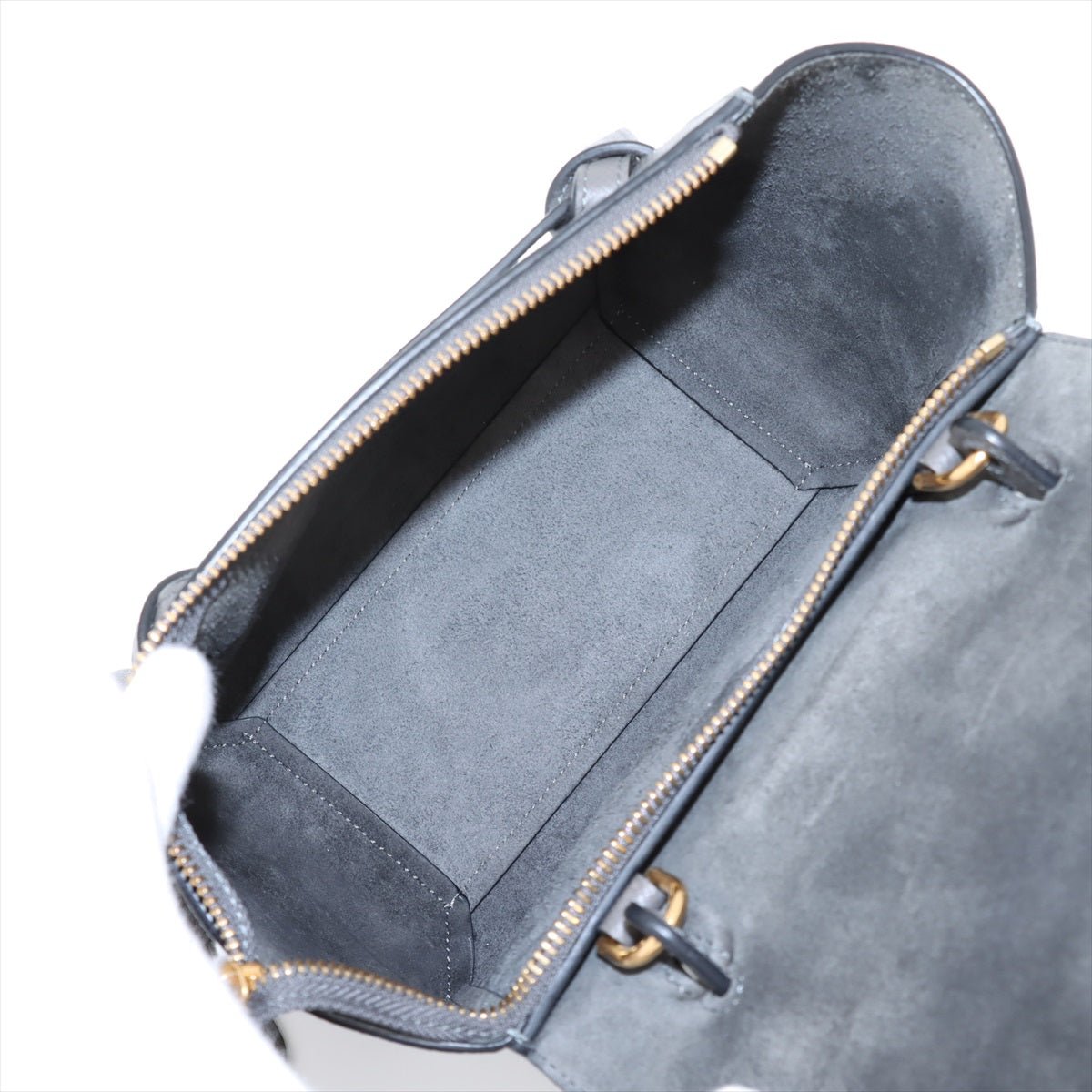 Second hand Céline Belt Bag Nano Grained Calfskin Leather Tote Handbag Grey - Tabita Bags