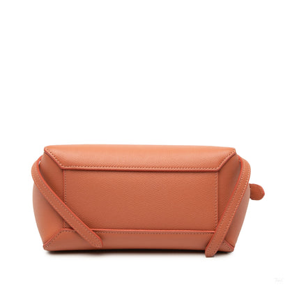 Second hand Céline Belt Bag Nano Grained Calfskin Leather Tote Handbag Orange - Tabita Bags
