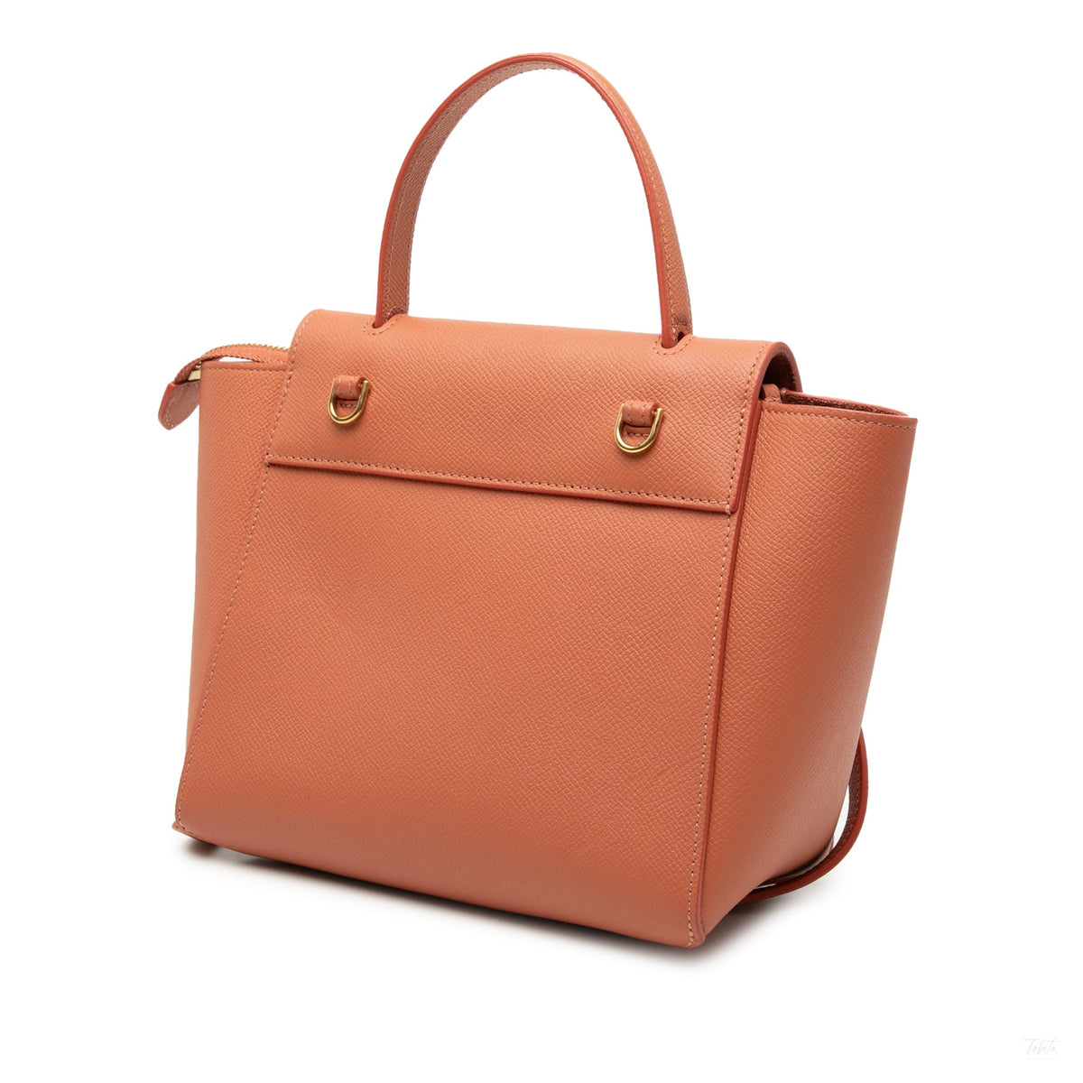 Second hand Céline Belt Bag Nano Grained Calfskin Leather Tote Handbag Orange - Tabita Bags