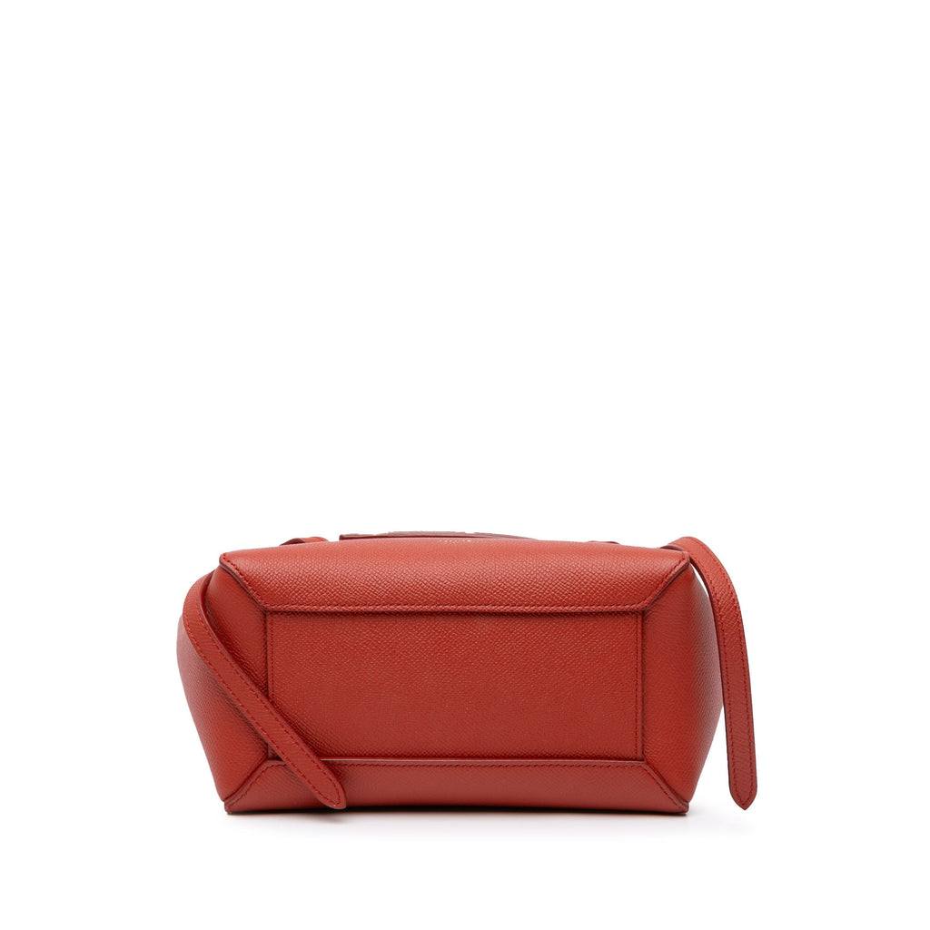 Second hand Céline Belt Bag Nano Grained Calfskin Leather Tote Handbag Red - Tabita Bags