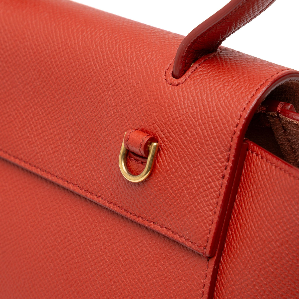 Second hand Céline Belt Bag Nano Grained Calfskin Leather Tote Handbag Red - Tabita Bags