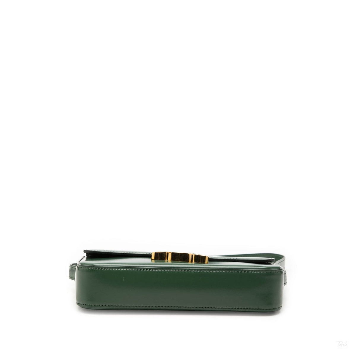 Second hand Céline Claude Shiny Calfskin Leather Flap Shoulder Bag Green - Tabita Bags