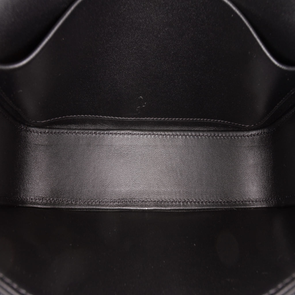 Second hand Céline Claude Shiny Calfskin Leather Triomphe Flap Shoulder Bag Black - Tabita Bags