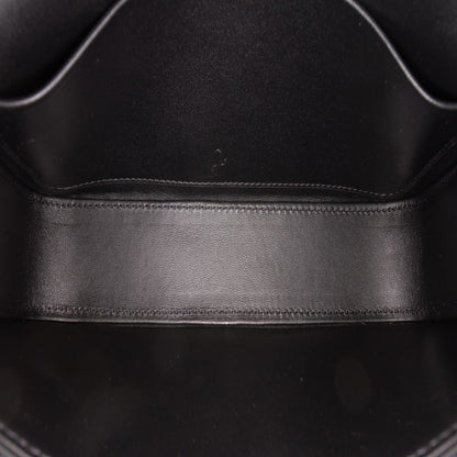 Second hand Céline Claude Shiny Calfskin Leather Triomphe Flap Shoulder Bag Black - Tabita Bags