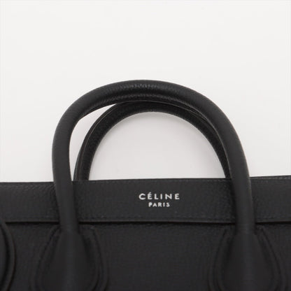 Second hand Céline Luggage Nano Drummed Calfskin Leather 2 - Ways Tote Bag Black - Tabita Bags