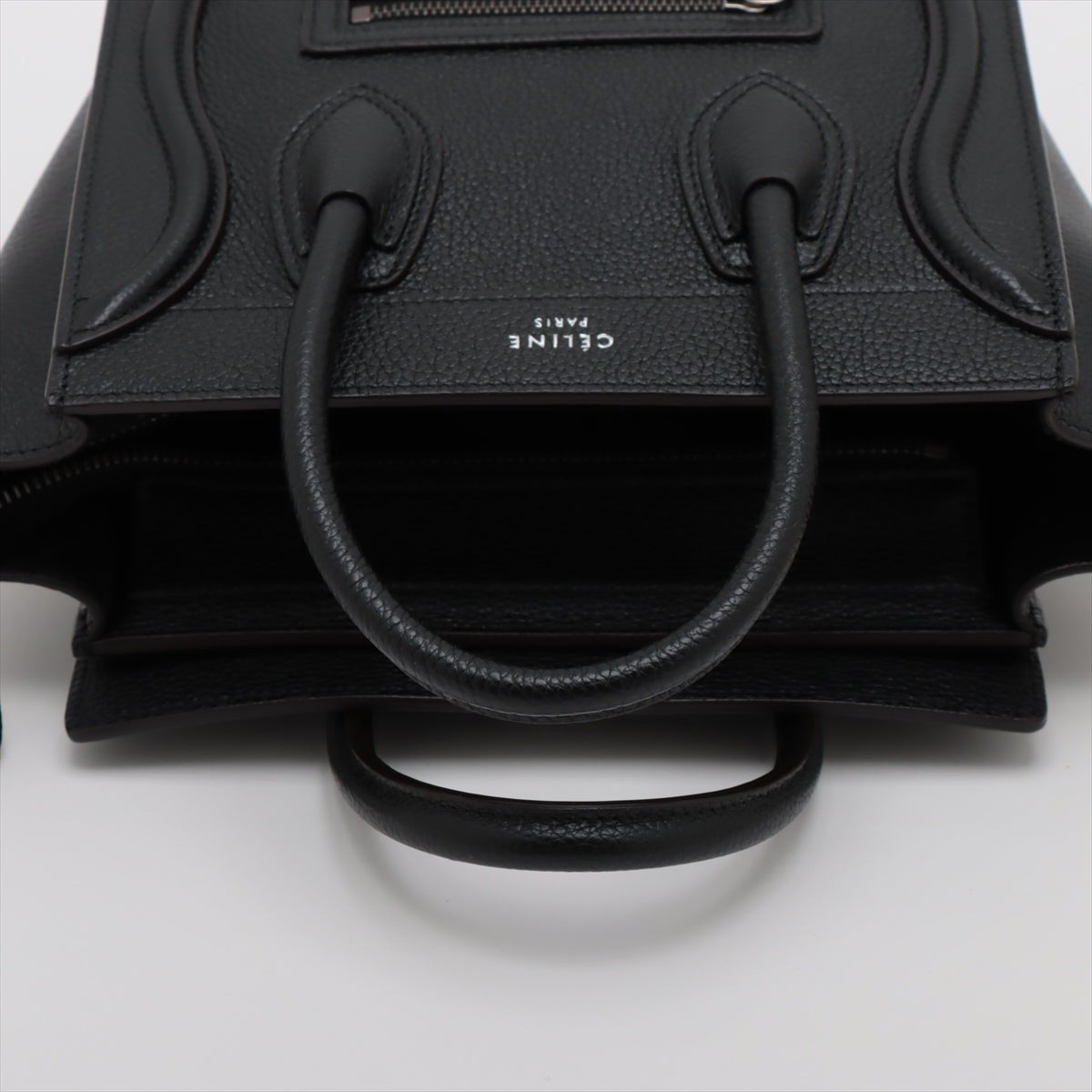 Second hand Céline Luggage Nano Drummed Calfskin Leather 2 - Ways Tote Bag Black - Tabita Bags