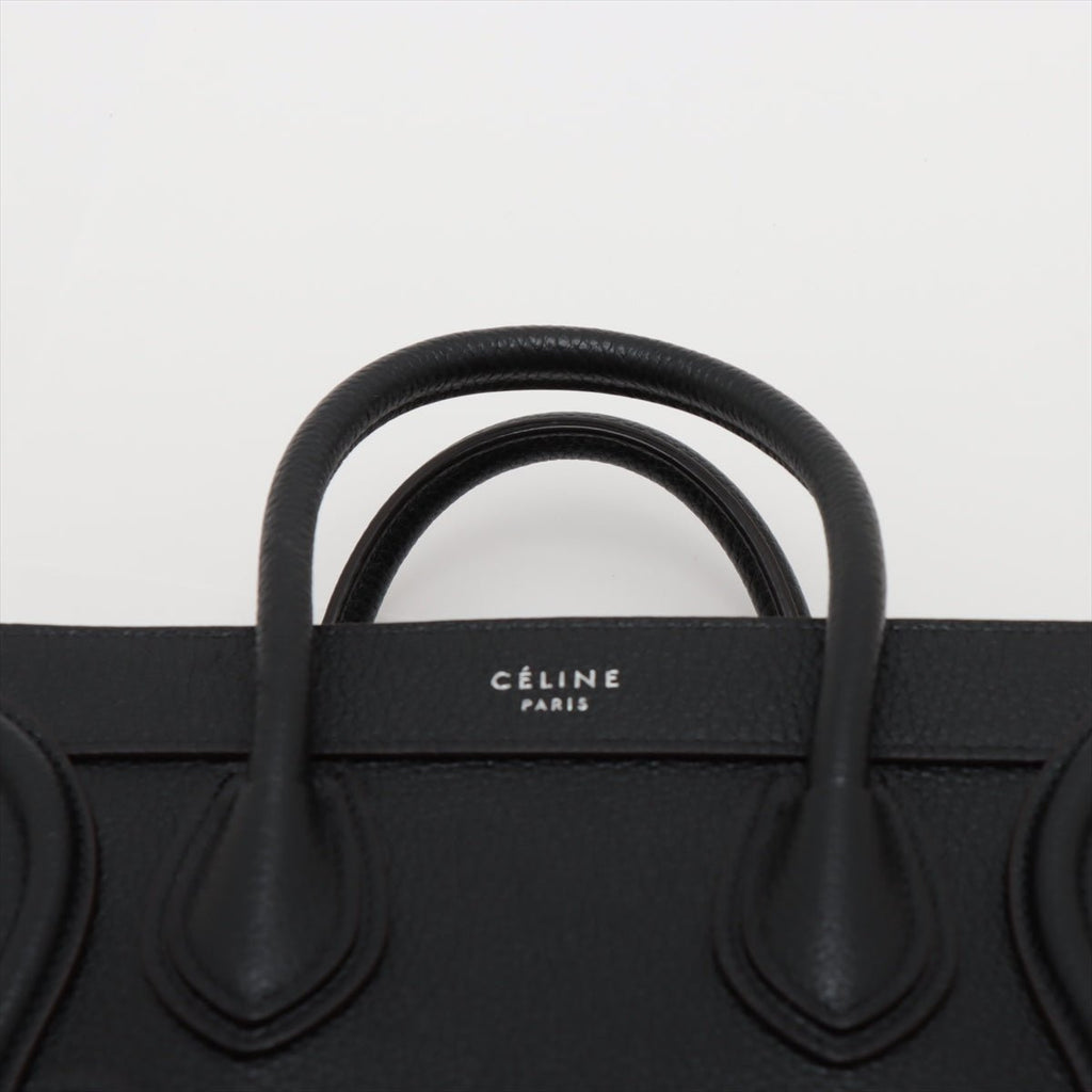 Second hand Céline Luggage Nano Drummed Calfskin Leather 2 - Ways Tote Bag Black - Tabita Bags