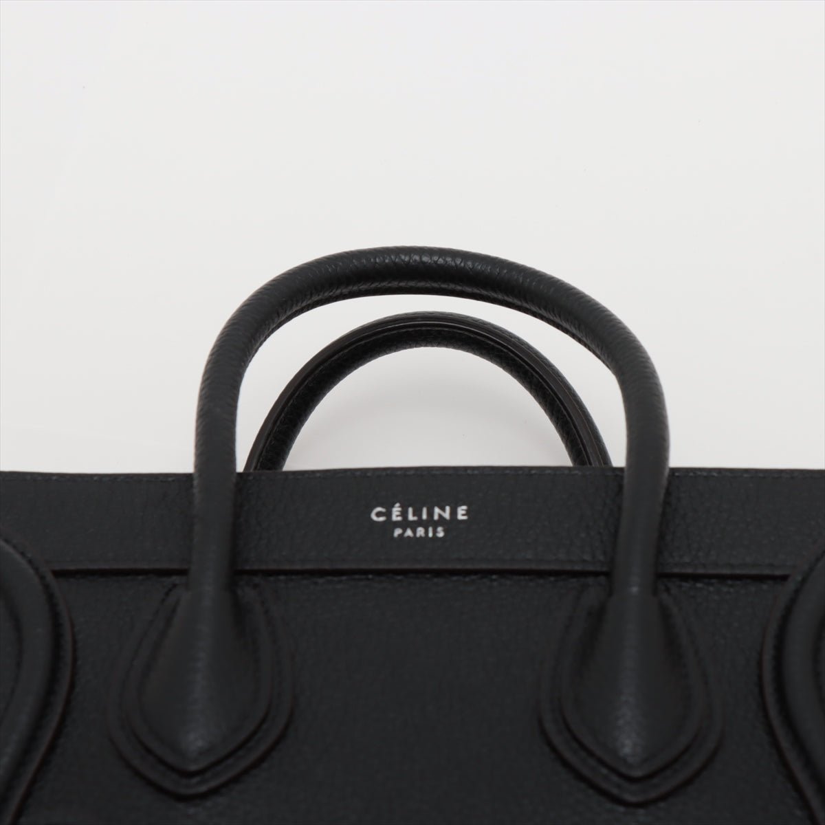 Second hand Céline Luggage Nano Drummed Calfskin Leather 2 - Ways Tote Bag Black - Tabita Bags