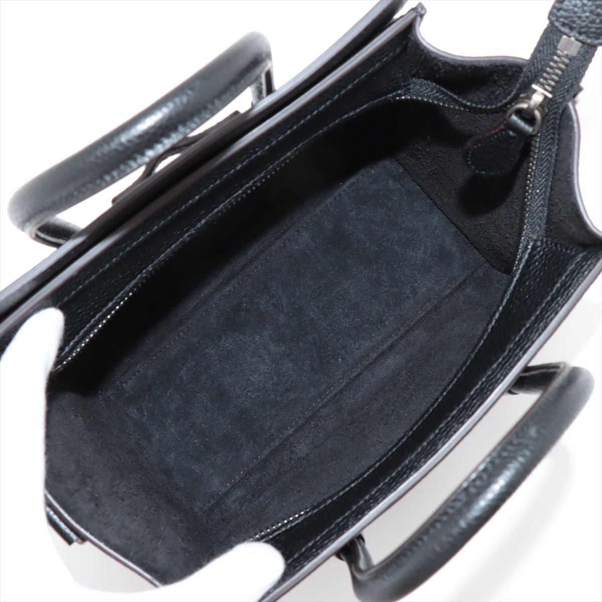 Second hand Céline Luggage Nano Drummed Calfskin Leather 2 - Ways Tote Bag Black - Tabita Bags