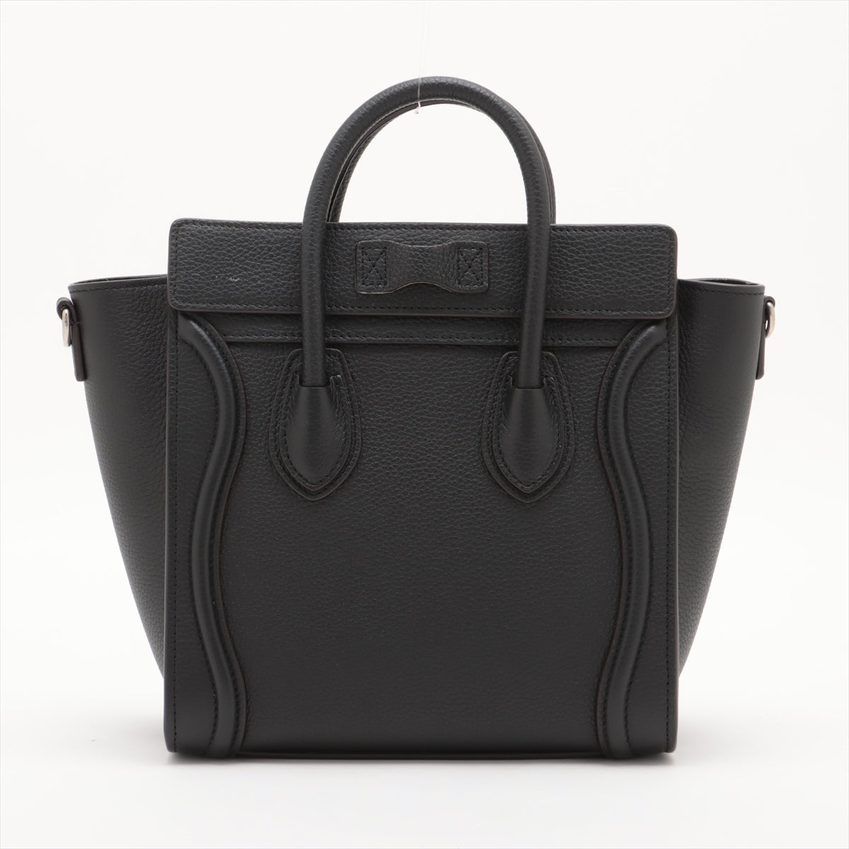 Second hand Céline Luggage Nano Drummed Calfskin Leather 2 - Ways Tote Bag Black - Tabita Bags