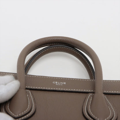 Second hand Céline Luggage Nano Drummed Calfskin Leather 2-Ways Tote Bag Grey - Tabita Bags