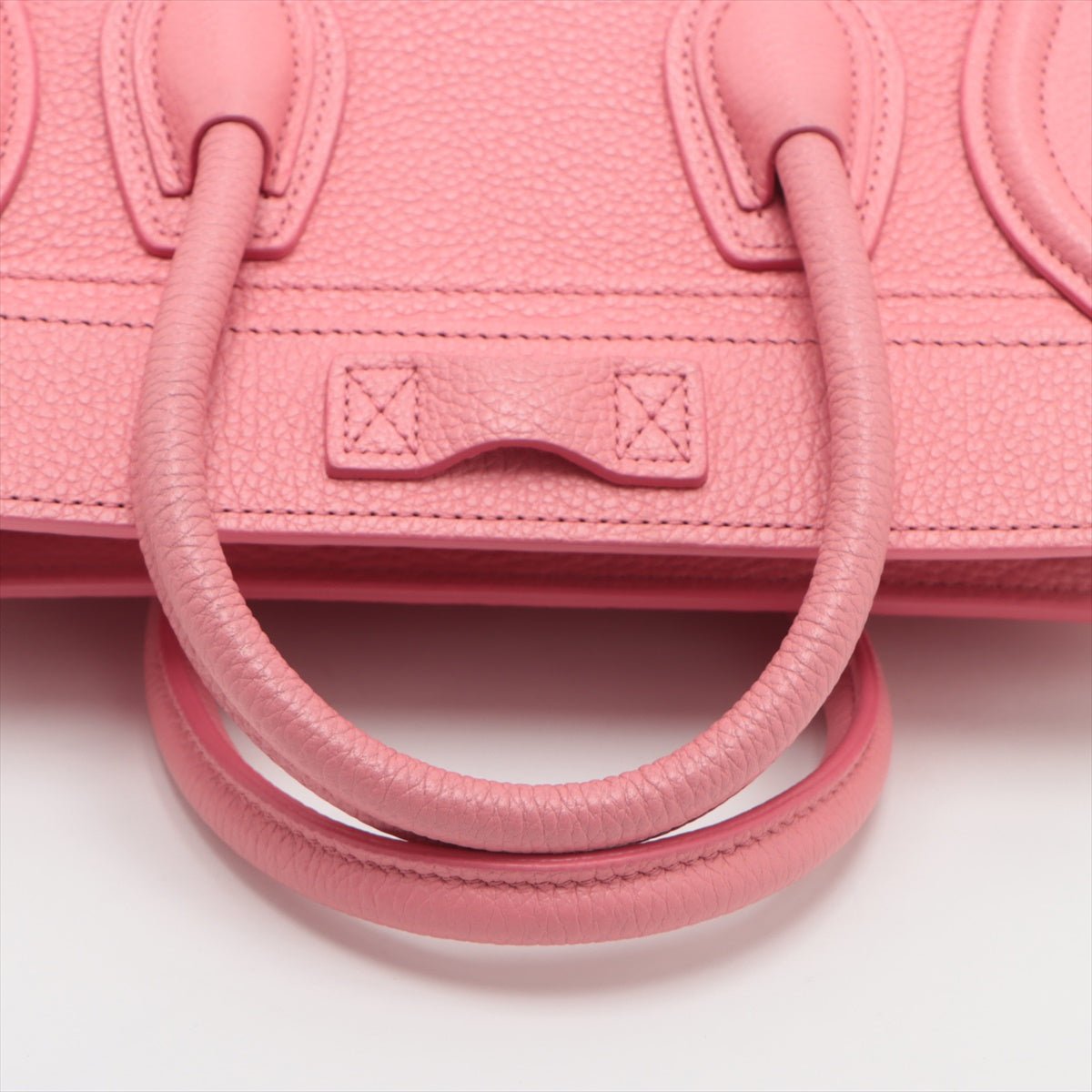 Second hand Céline Luggage Nano Drummed Calfskin Leather 2 - Ways Tote Bag Pink - Tabita Bags