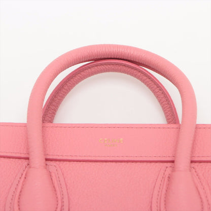 Second hand Céline Luggage Nano Drummed Calfskin Leather 2 - Ways Tote Bag Pink - Tabita Bags