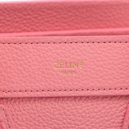 Second hand Céline Luggage Nano Drummed Calfskin Leather 2 - Ways Tote Bag Pink - Tabita Bags