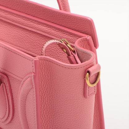 Second hand Céline Luggage Nano Drummed Calfskin Leather 2 - Ways Tote Bag Pink - Tabita Bags