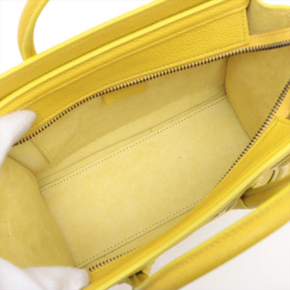 Second hand Céline Luggage Nano Drummed Calfskin Leather 2-Ways Tote Bag Yellow - Tabita Bags