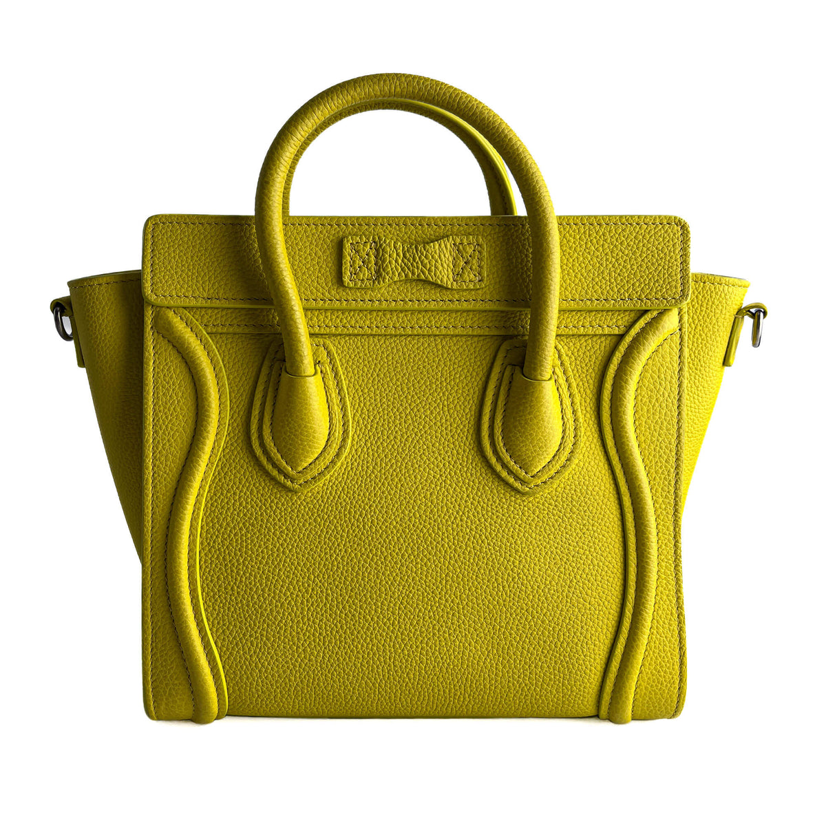 Second hand Céline Luggage Nano Drummed Calfskin Leather 2 - Ways Tote Bag Yellow - Tabita Bags