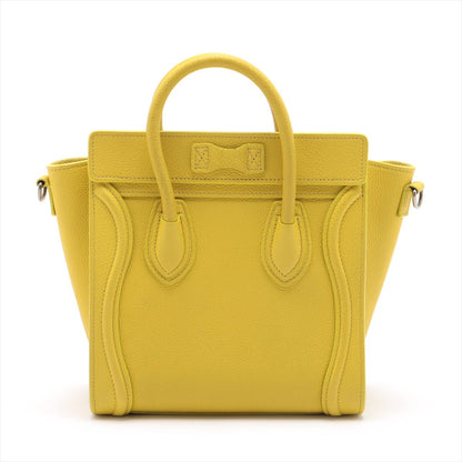 Second hand Céline Luggage Nano Drummed Calfskin Leather 2-Ways Tote Bag Yellow - Tabita Bags