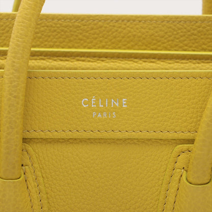 Second hand Céline Luggage Nano Drummed Calfskin Leather 2-Ways Tote Bag Yellow - Tabita Bags