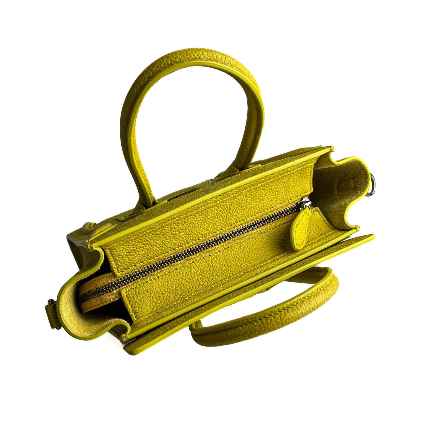 Second hand Céline Luggage Nano Drummed Calfskin Leather 2 - Ways Tote Bag Yellow - Tabita Bags