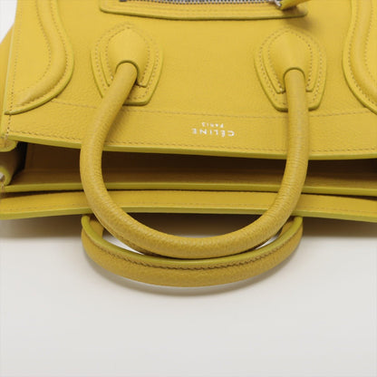 Second hand Céline Luggage Nano Drummed Calfskin Leather 2-Ways Tote Bag Yellow - Tabita Bags