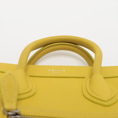 Second hand Céline Luggage Nano Drummed Calfskin Leather 2-Ways Tote Bag Yellow - Tabita Bags