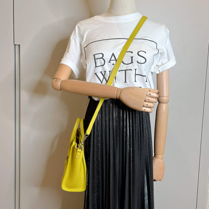 Second hand Céline Luggage Nano Drummed Calfskin Leather 2-Ways Tote Bag Yellow - Tabita Bags