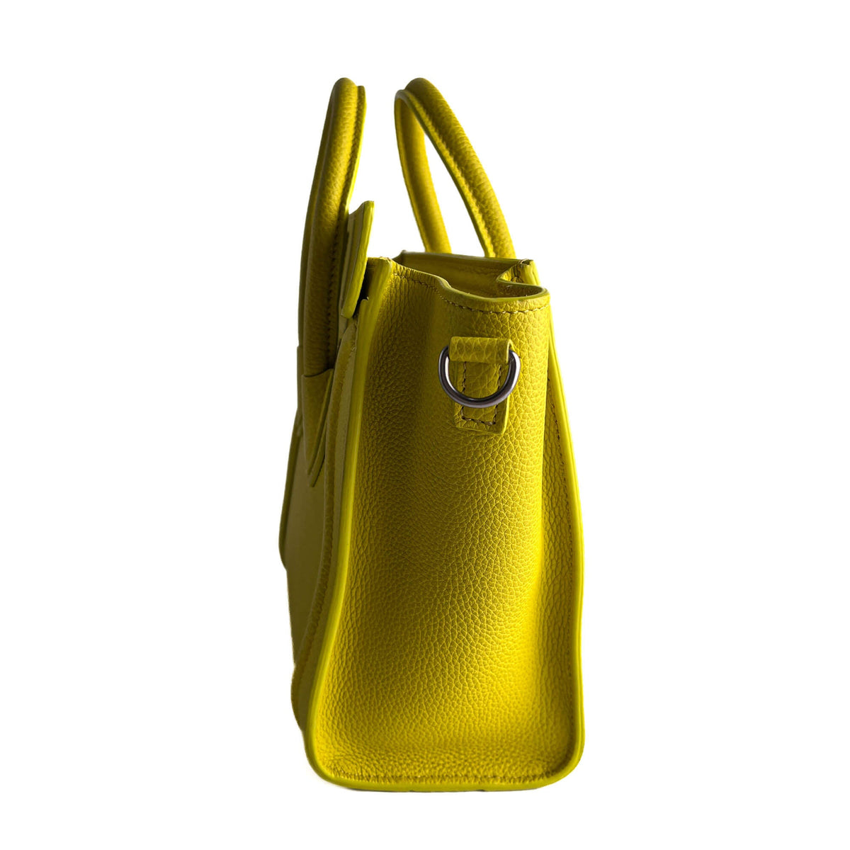 Second hand Céline Luggage Nano Drummed Calfskin Leather 2 - Ways Tote Bag Yellow - Tabita Bags