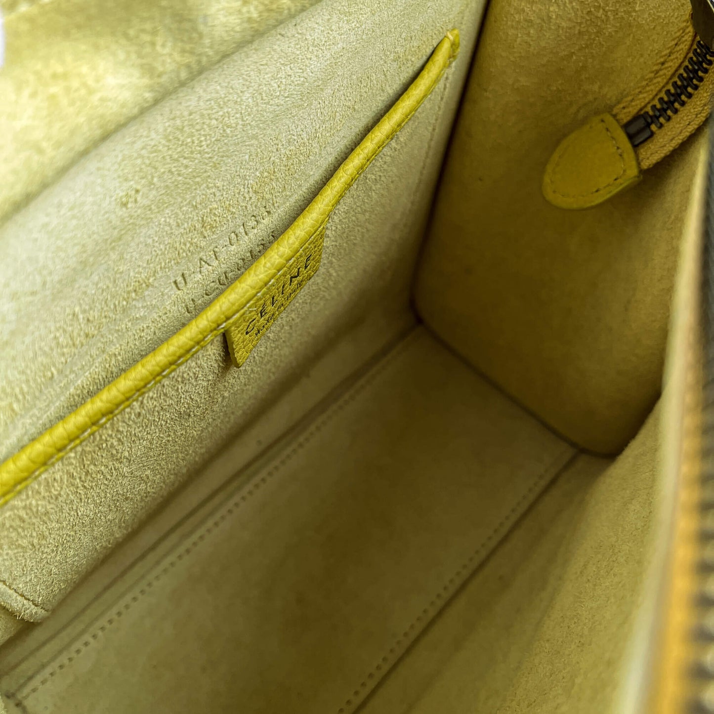 Second hand Céline Luggage Nano Drummed Calfskin Leather 2 - Ways Tote Bag Yellow - Tabita Bags